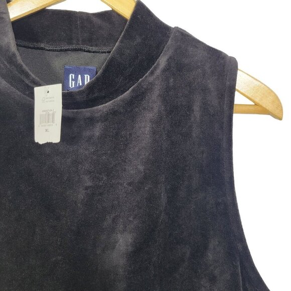 NWT GAP Women's Velvet Velour Stretch Mock Neck Bodysuit Color Black Size XL - Picture 4 of 13